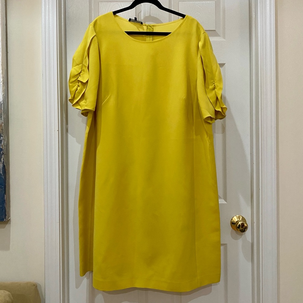 Lafayette 148 New York Yellow Winslow Dress with Flirty Sleeves | 20W | EUC